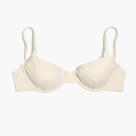 NWT MADEWELL Madewell Second Wave Stripe-Trim Ribbed Underwire Bikini Top - Picture 1 of 4